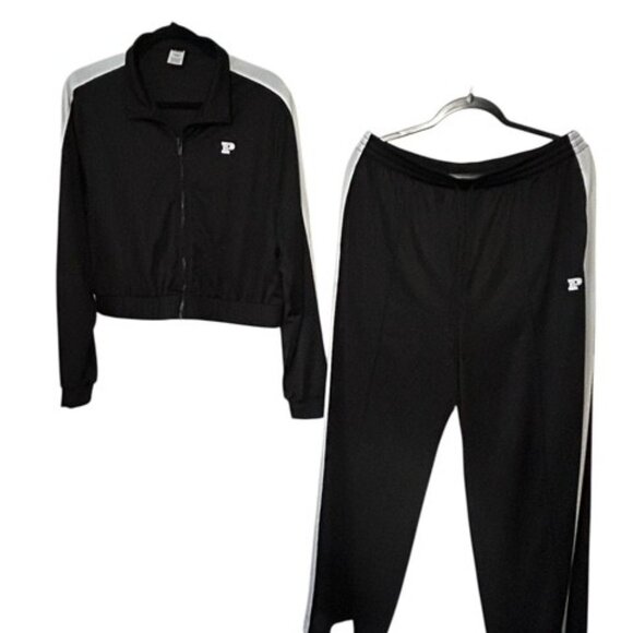 Pink-Victoria's Secret Women 2-Piece Track Set (Black & White - Size XL) - Picture 2 of 7